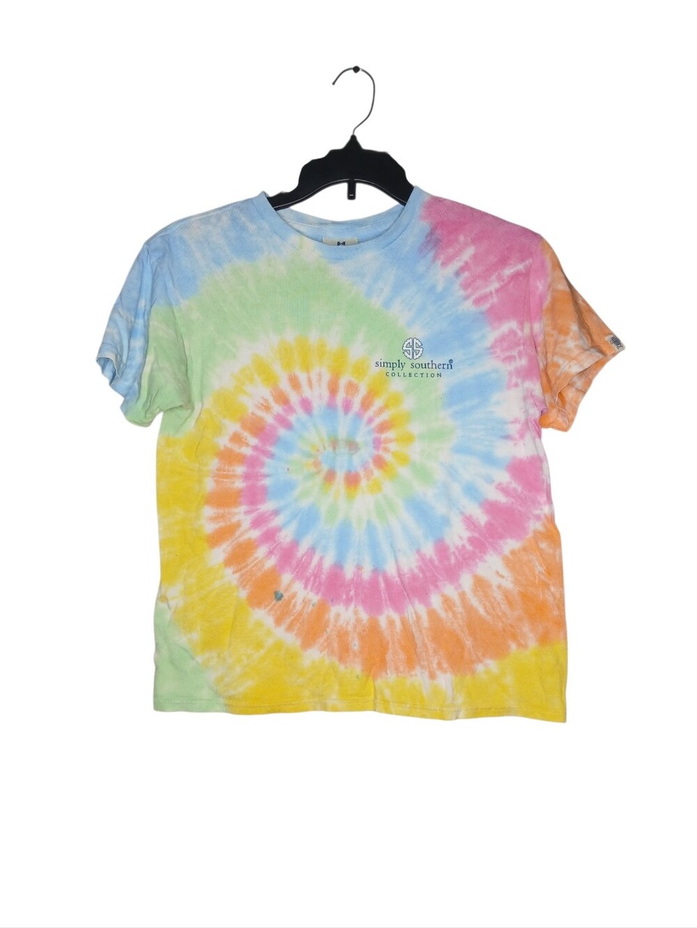 Simply Southern Girls Pastel Tie-Dye Crewneck Tee - Blue, Green, Pink, Yellow